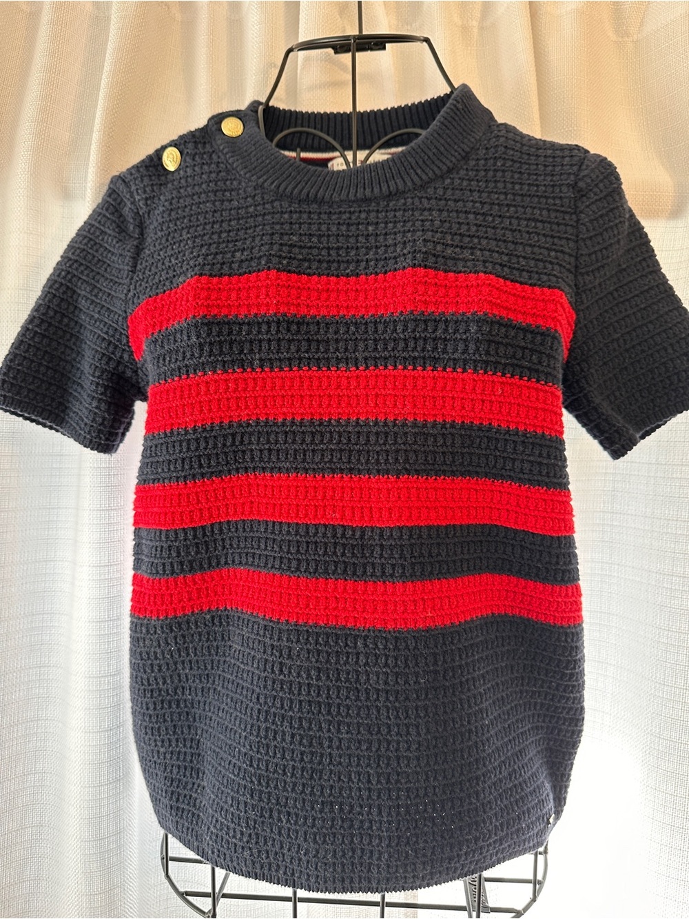 Tommy Hilfiger Navy Sweater Top with Red Stripes